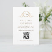 Chic witte en gouden monogram QR-code / online RSV Informatiekaartje (Staand voorkant)