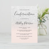 Chic witte faux glitter roze ombre bevestiging kaart (Staand voorkant)