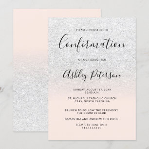 Chic witte faux glitter roze ombre bevestiging kaart
