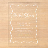 Chic Witte Golfkader Bruidsfeest Acryl Uitnodigingen (Voorkant)