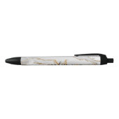 Chic Witte Goud Glitter Agate Initiaal Script Naam Zwarte Inkt Pen (Bovenkant)