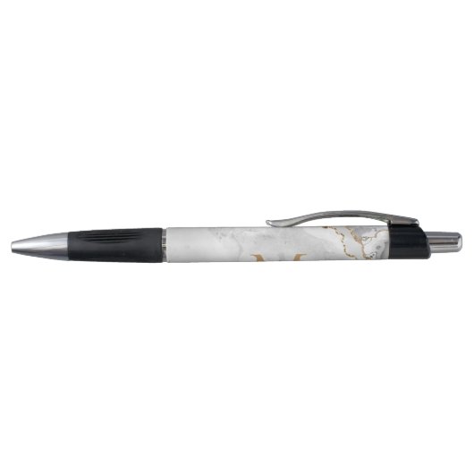 Chic Witte Goud Glitter Agate Monogram Script Naam Pen (Bovenkant)