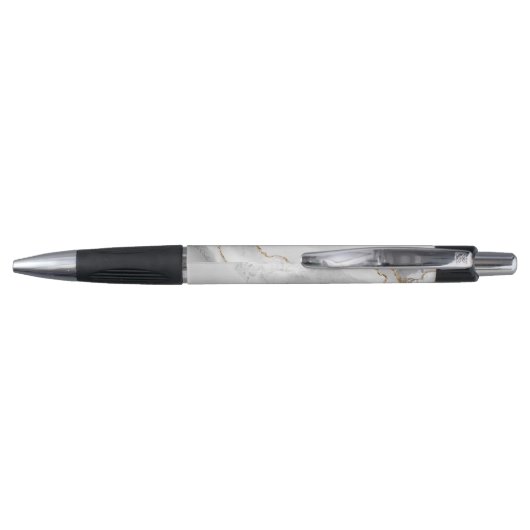 Chic Witte Goud Glitter Agate Monogram Script Naam Pen (Achterkant)