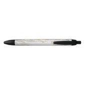 Chic Witte Gouden Glitters Agaat Monogram Script N Zwarte Inkt Pen (Achterkant)