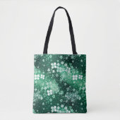 Chic Witte Groene Klavertjes & Stippen op Donkergr Tote Bag (Voorkant)