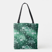 Chic Witte Groene Klavertjes & Stippen op Donkergr Tote Bag (Achterkant)