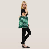 Chic Witte Groene Klavertjes & Stippen op Donkergr Tote Bag (Op model)