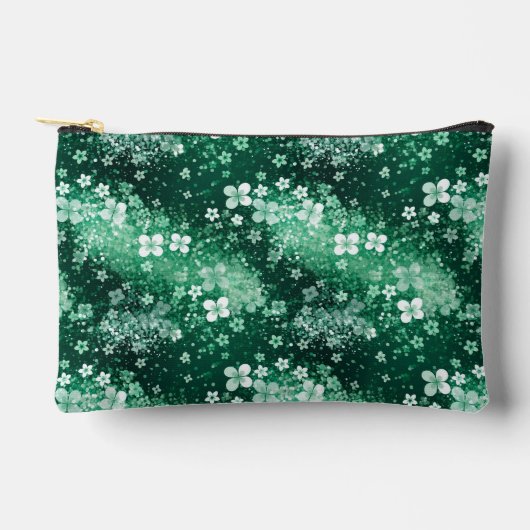 Chic Witte Groene Shamrocks & Stippen op Donkergro Etui (Voorkant)