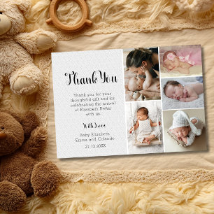 Chic Witte Hartjes Zes Foto Baby Shower Bedankt