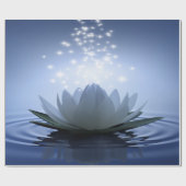 Chic Witte Lotus Blauw Cadeaupapier (Vlak)
