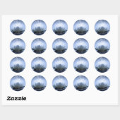 Chic Witte Lotus Blauw Ronde Sticker (Vel)