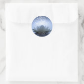 Chic Witte Lotus Blauw Ronde Sticker (Tas)