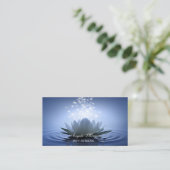 Chic Witte Lotus Blauw Visitekaartje (Staand voorkant)