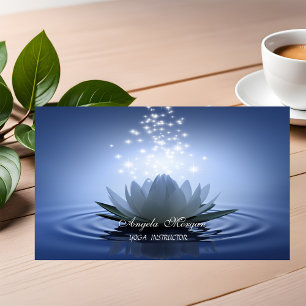 Chic Witte Lotus Blauw Visitekaartje