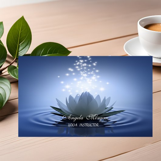 Chic Witte Lotus Blauw Visitekaartje
