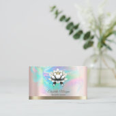 Chic Witte Lotus Holografische Inkt Roos Goud Visitekaartje (Staand voorkant)