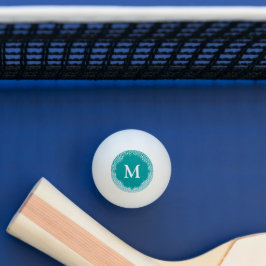 Chic Witte Luipaardvlekken op Turquoise Monogram Pingpongbal