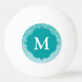 Chic Witte Luipaardvlekken op Turquoise Monogram Pingpongbal (Voorkant)