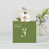 Chic Witte Magnolia Ontvangst Tafelnummer (Staand voorkant)