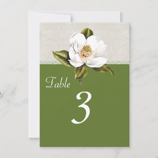 Chic Witte Magnolia Ontvangst Tafelnummer (Voorkant)