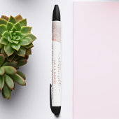 Chic Witte Marmer Agate Roze Gouden Glitter Zakeli Zwarte Inkt Pen