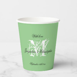 Chic Witte Monogram Zwarte Namen Zachte Groene Pap Papieren Bekers