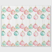 Chic Witte Munt Roze Gouden Kerst Ornamenten Cadeaupapier (Vlak)