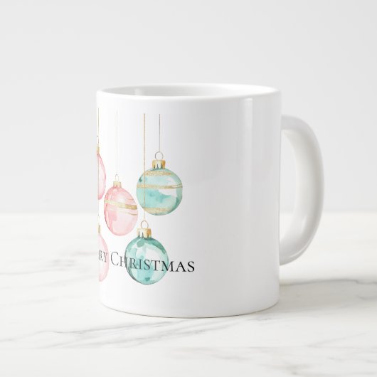 Chic Witte Munt Roze Gouden Kerst Ornamenten Grote Koffiekop (Voorkant rechts)