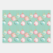 Chic Witte Munt Roze Gouden Kerst Ornamenten Inpakpapier Vel (Voorkant 3)