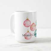 Chic Witte Munt Roze Gouden Kerst Ornamenten Koffiemok (Voorkant links)