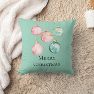 Chic Witte Munt Roze Gouden Kerst Ornamenten Kussen