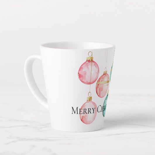 Chic Witte Munt Roze Gouden Kerst Ornamenten Latte Mok (Linkerhoek)