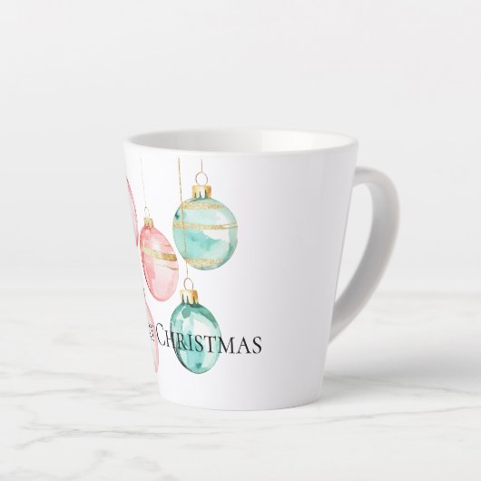 Chic Witte Munt Roze Gouden Kerst Ornamenten Latte Mok (Rechterhoek)