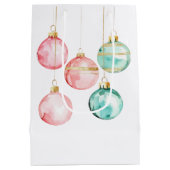 Chic Witte Munt Roze Gouden Kerst Ornamenten Medium Cadeauzakje (Achterkant)