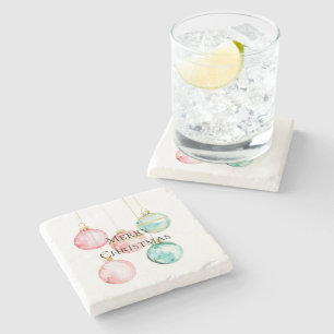 Chic Witte Munt Roze Gouden Kerst Ornamenten Stenen Onderzetter