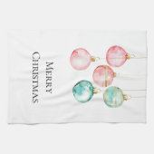 Chic Witte Munt Roze Gouden Kerst Ornamenten Theedoek (Horizontaal)