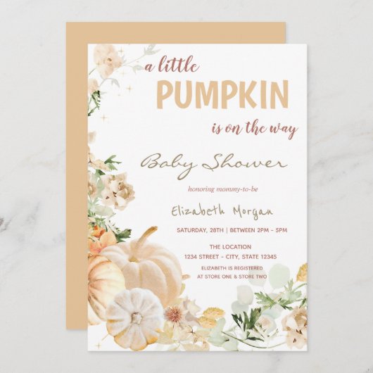 Chic Witte Pompoenen Bloemen Kaart (Voorkant / Achterkant)