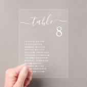 Chic Witte Script Bruiloft Tafel Zitplaats Chart Acryl Uitnodigingen (Insitu (Draagbaar))