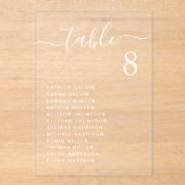 Chic Witte Script Bruiloft Tafel Zitplaats Chart Acryl Uitnodigingen (Voorkant)