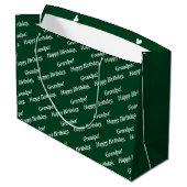 Chic Witte Script Gelukkig Verjaardag, Opa! Groen  Groot Cadeauzakje (Achterkant Gekanteld)