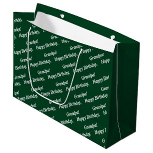 Chic Witte Script Gelukkig Verjaardag, Opa! Groen  Groot Cadeauzakje