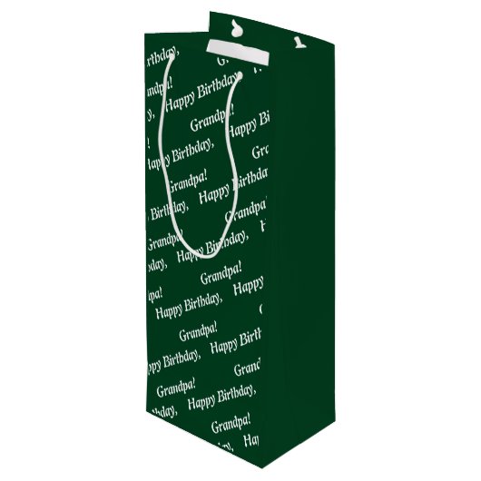 Chic Witte Script Gelukkige Verjaardag, Opa! Groen Wijn Cadeautas (Achterkant Gekanteld)
