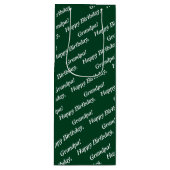 Chic Witte Script Gelukkige Verjaardag, Opa! Groen Wijn Cadeautas (Voorkant)