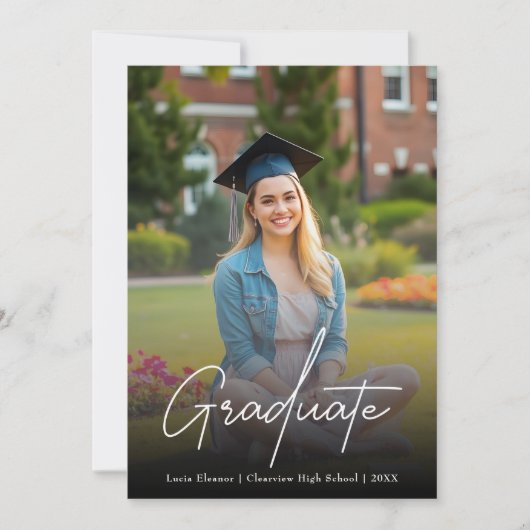 Chic Witte Script Middelbare School Universiteit A Kaart (Voorkant)