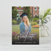 Chic Witte Script Middelbare School Universiteit A Kaart (Staand voorkant)