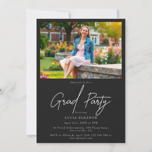 Chic Witte Script Middelbare School Universiteit A Kaart (Achterkant)