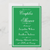 Chic Witte Script op Smaragdgroene Koppels Shower Kaart (Voorkant)