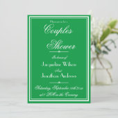 Chic Witte Script op Smaragdgroene Koppels Shower Kaart (Staand voorkant)