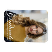 Chic Witte Script Overlay Moderne Afstudeerfoto Magneet (Horizontaal)