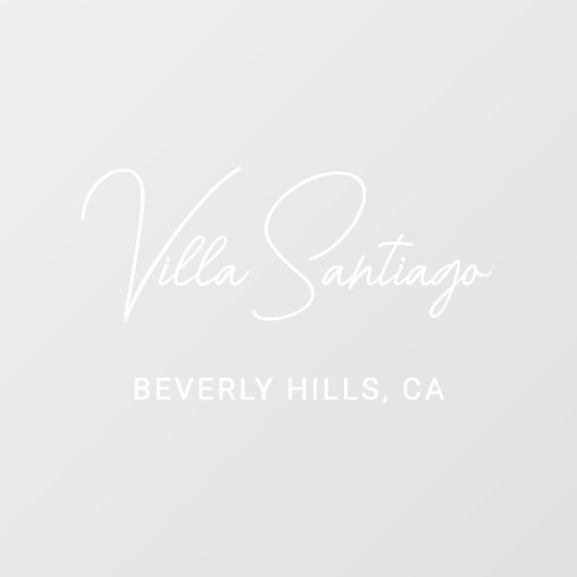 Chic Witte Script Thuis Verblijfnaam Raamsticker (Vel)
